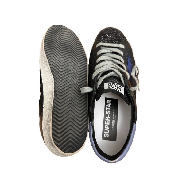 Superstar Sneakers Golden Goose Black/Blue Leather and Glitter - Picture 6 of 7